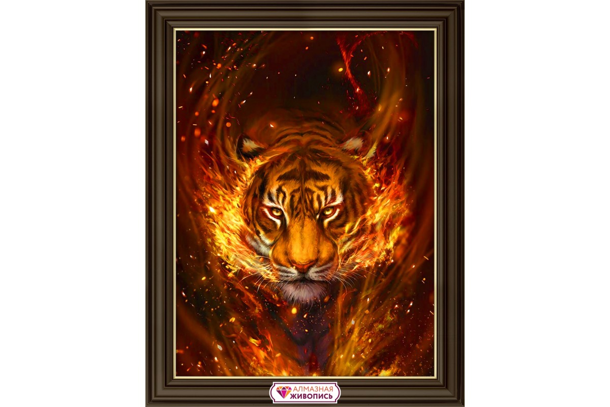 DIAMOND PAINTING Tiger in The Flames