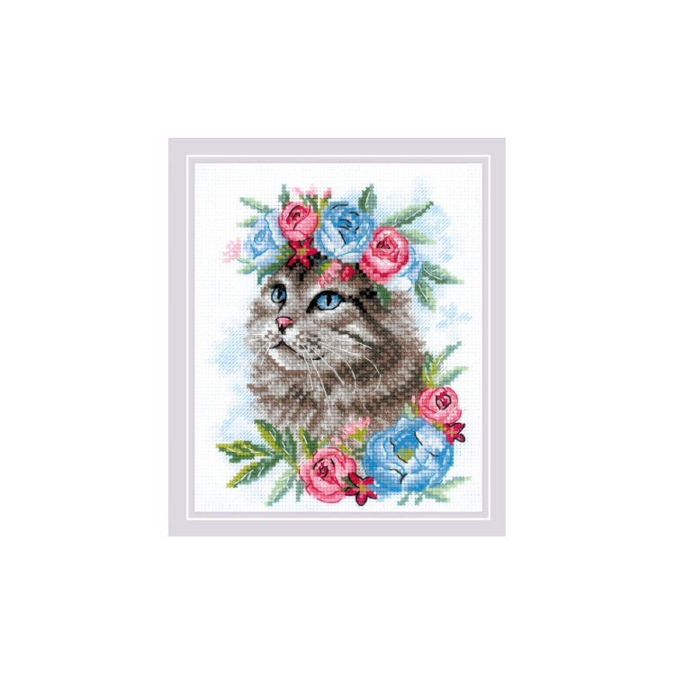 RIOLIS CAT IN FLOWERS