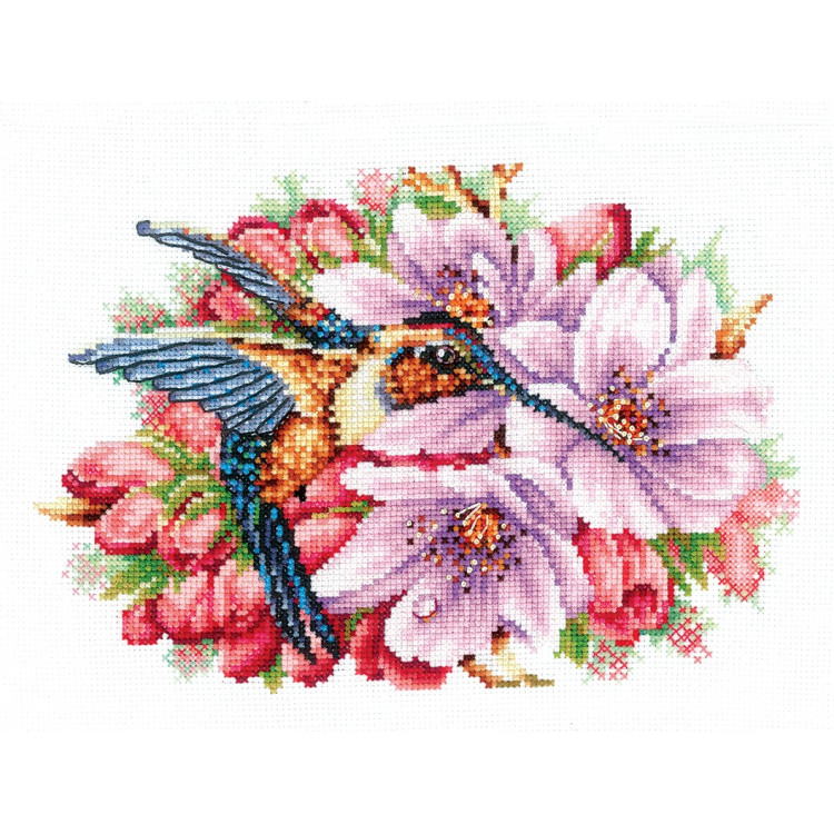 ANDRIANA HUMMINGBIRD WITH FLOWERS H-44