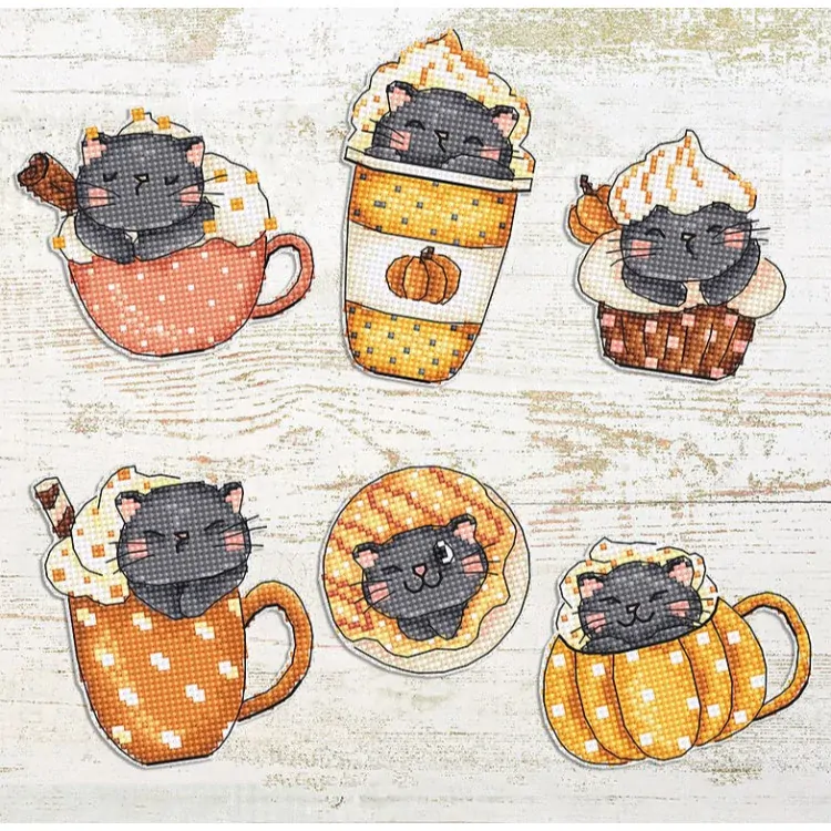 LETISTITCH PUMPKIN CUP KITTIES kit of 6 pieces