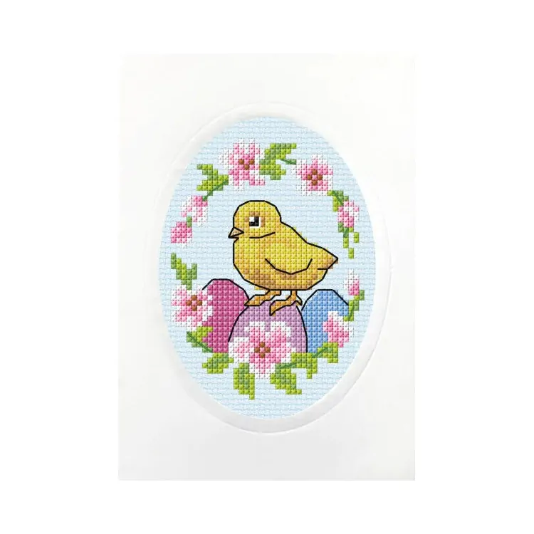 ORCHIDEA CROSS STITCH KIT HANDMADE CARD EASTER CHICKEN