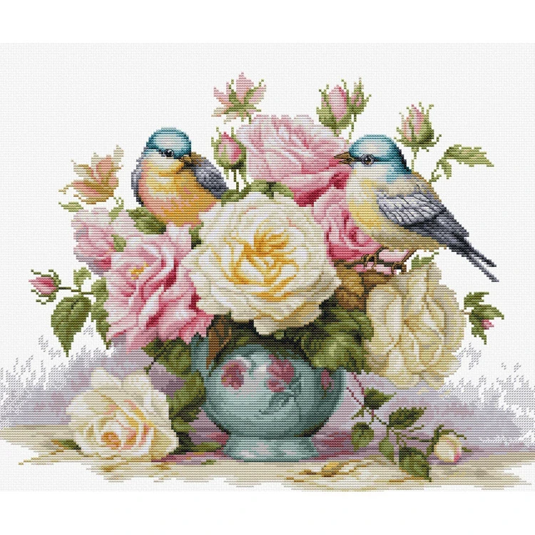 LUCA-S VASE WITH ROSES AND BIRDS