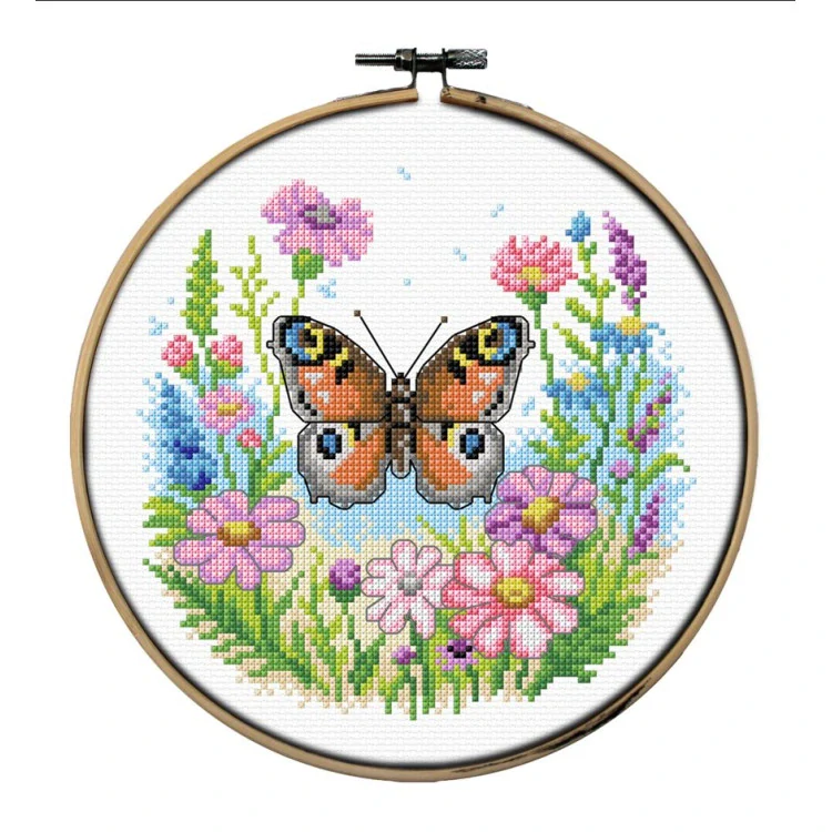 ORCHIDEA Counted Cross Stitch Kit with Hoop Included Butterfly 7981
