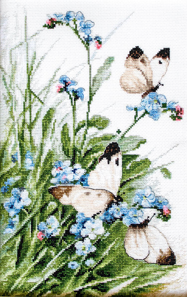 LETISTITCH Butterflies and bluebird flowers