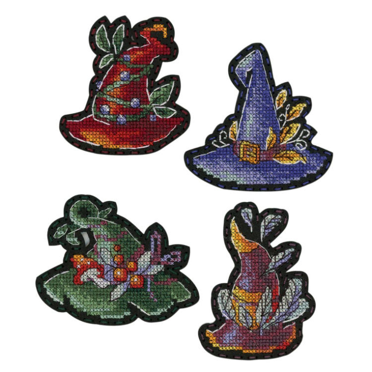 M.P.STUDIA CROSS STITCH KIT ON THE FELT-MAGIC HATS-ICONS-MAGNETS