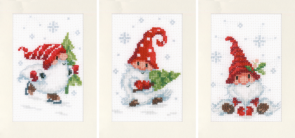 VERVACO GREETING CARD KIT CHRISTMAS GNOMES SET OF 3