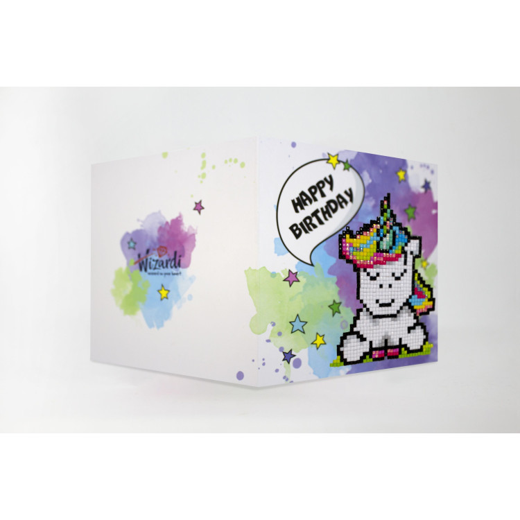 WIZARDI POST CARD HAPPY BIRTHDAY (UNICORN) 3D