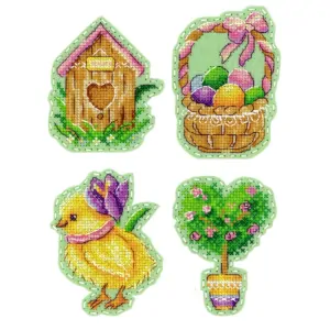 M.P.STUDIA CROSS STITCH KIT ON THE FELT-SPRING MOOD. BADGES. MAGNETS