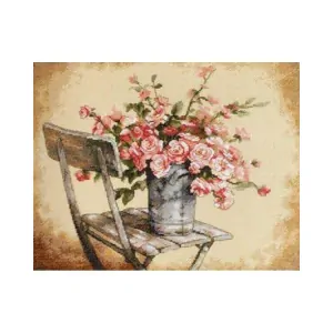 DIMENSIONS ROSES ON WHITE CHAIR