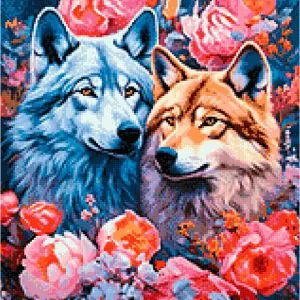 WIZARDI DIAMOND PAINTING KIT A COUPLE OF WOLVES 