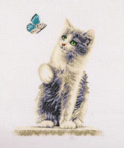 DUTCH STITCH BROTHERS CAT WITH BUTTERFLY