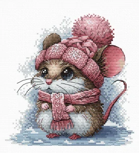 AVA STITCH Little Mouse with a Winter Hat