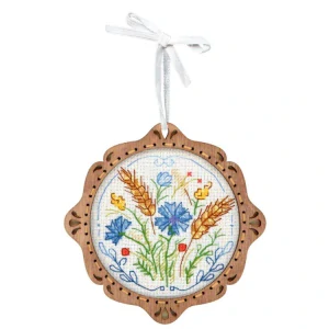 M.P.STUDIA Cross-stich on wooden base Miniature. Meadow bouquet 