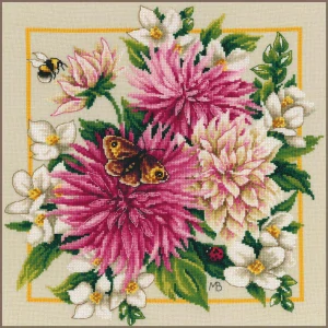 LANARTE Pink silk dahlia 