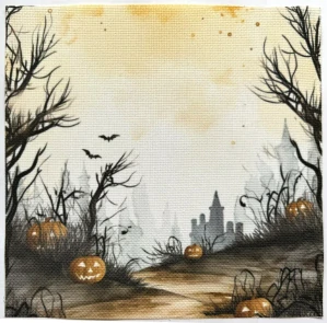 EasyStitch Halloween Background Printed Aida Cloth 18ct-38cmx48cm