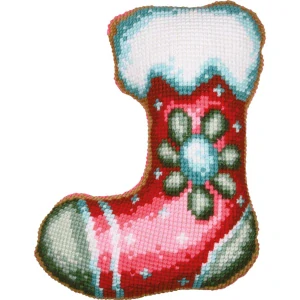 VERVACO Cross stitch shaped cushion kit with back Christmas stocking PN-0215336