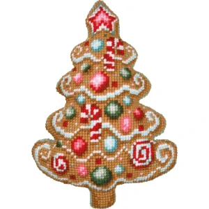 VERVACO Cross stitch shaped cushion kit with back Christmas tree PN-0215326