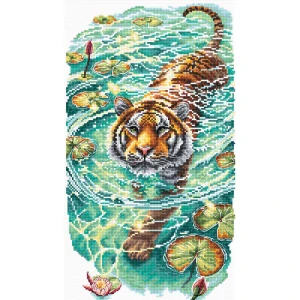 AVA STITCH Tiger of the Turquoise Lotus Pond P014