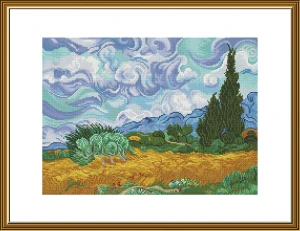 NOVA SLOBODA Wheat field with cypress trees HB3120