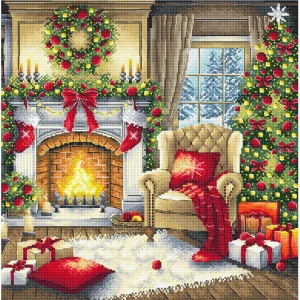 AVA STITCH Christmas Eve by the Fireplace P183