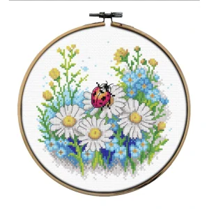 ORCHIDEA Counted Cross Stitch Kit with Hoop Included Ladybug 7979