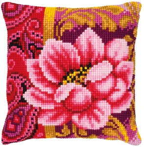 VERVACO Cross stitch cushion kit Pink bloom PN-0008498