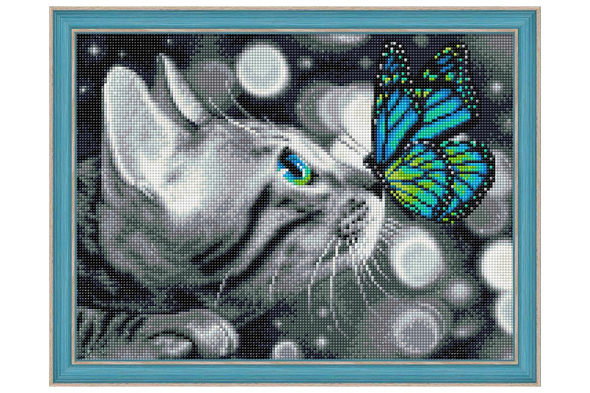 DIAMOND PAINTING KIT BENGAL CAT AND BUTTERFLY 