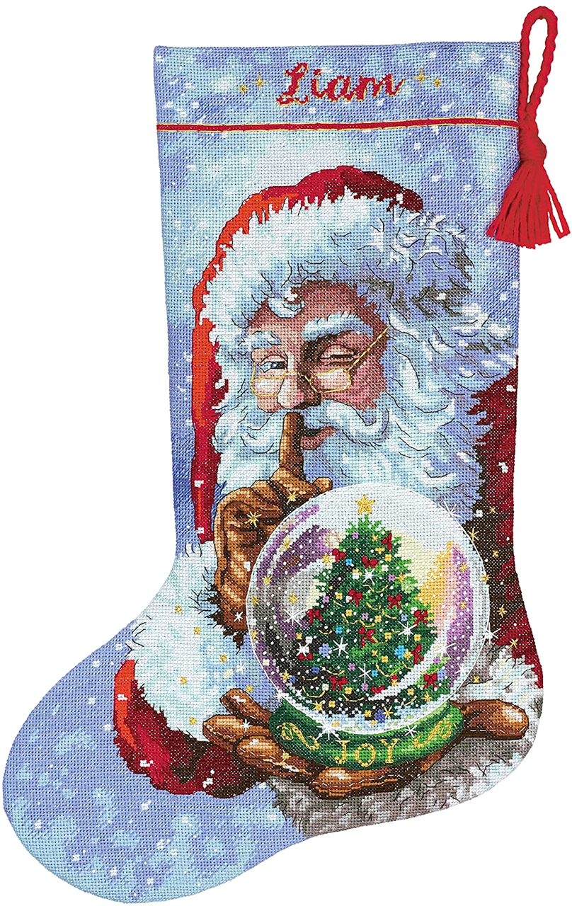 DIMENSINS Santa Snow Globe Stocking