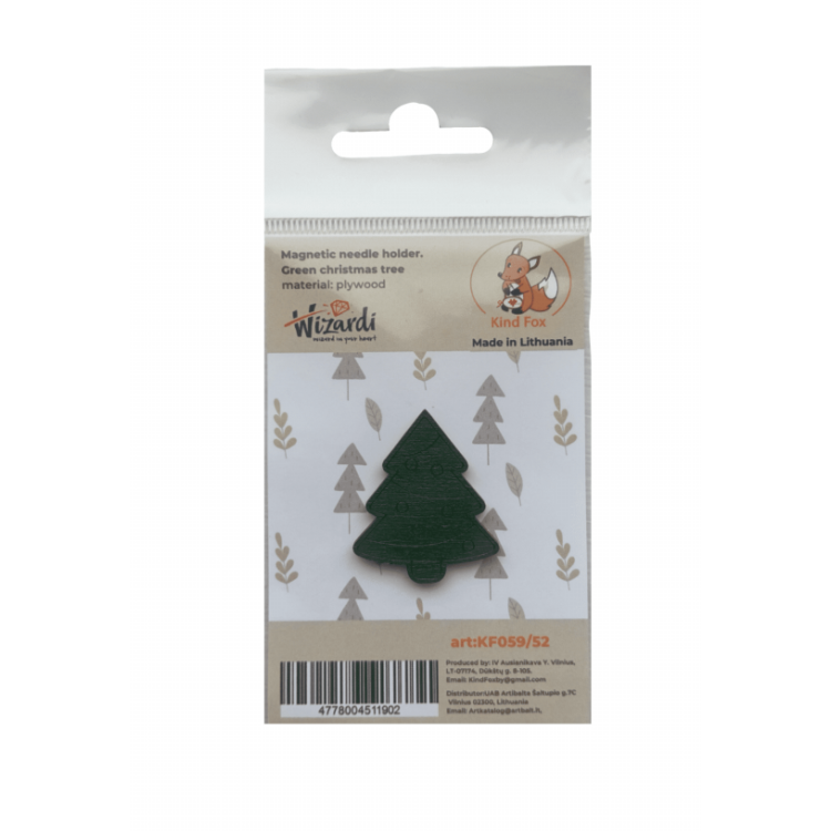 KIND FOX BY WIZARDI MAGNETIC NEEDLE HOLDER. GREEN CHRISTMAS TREE 