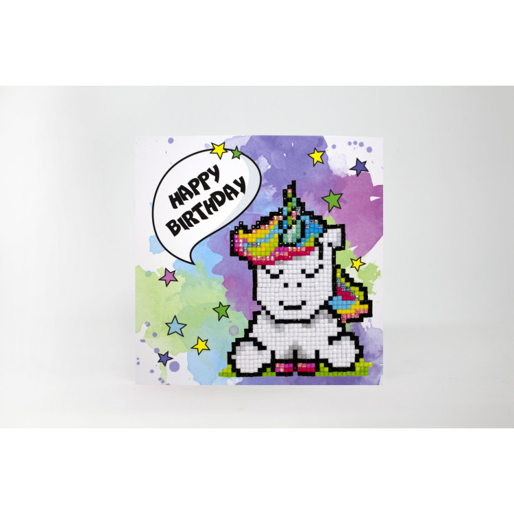 WIZARDI POST CARD HAPPY BIRTHDAY (UNICORN) 3D