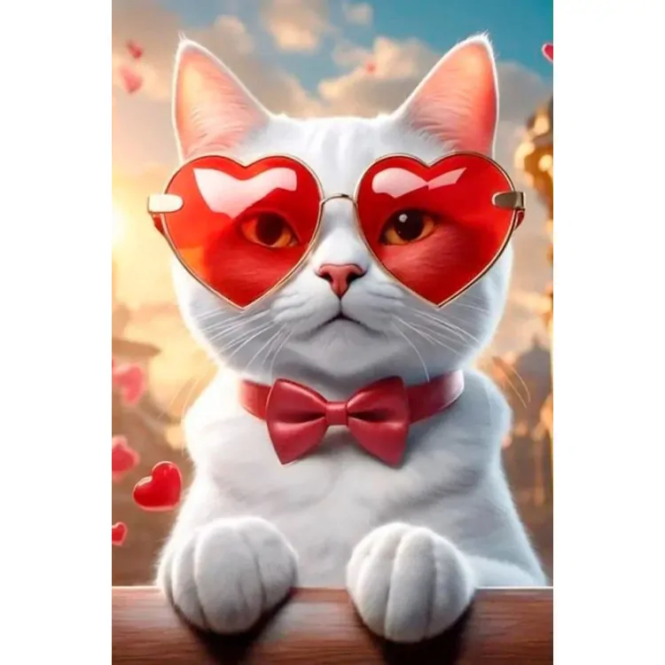WIZARDI DIAMOND PAINTING KIT ROMANTIC CAT