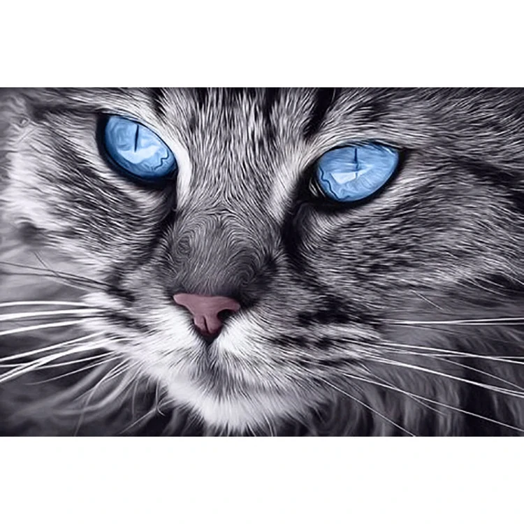 WIZARDI DIAMOND PAINTING KIT CAT BLUE-EYED CAT