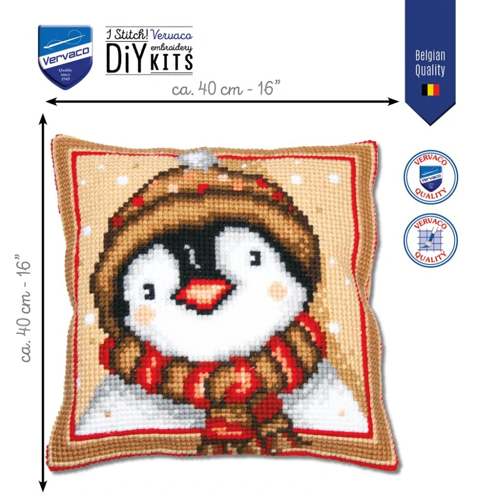 VERVACO CROSS STITCH CUSHION KIT PENGUIN