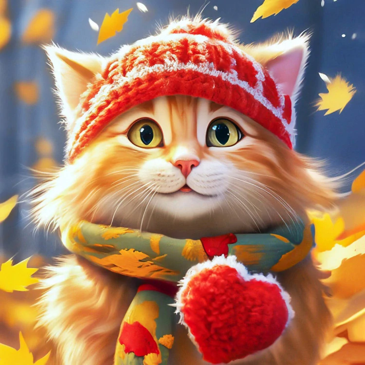 WIZARDI DIAMNOND PAINTING Autumn cat