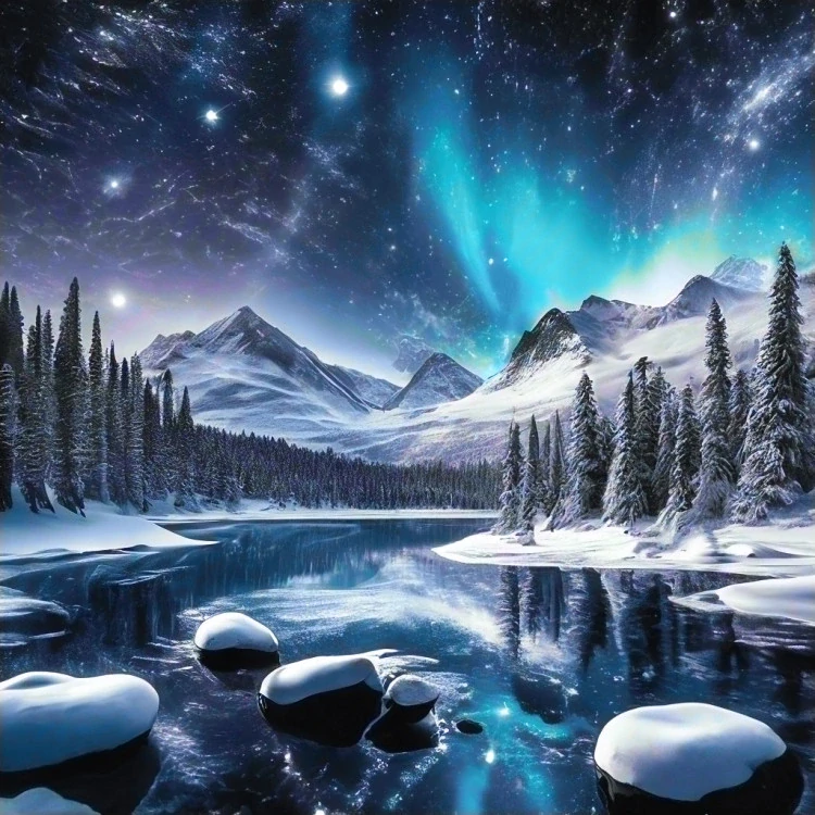 WIZARDI DIAMNOND PAINTING Magical Northern Lights