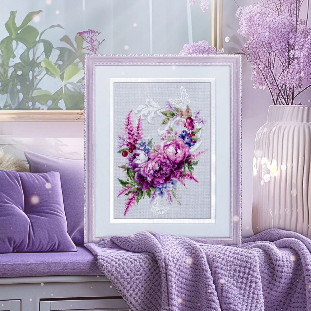 MAGIC NEEDLE 70-04 "Purple Silk Peonies"