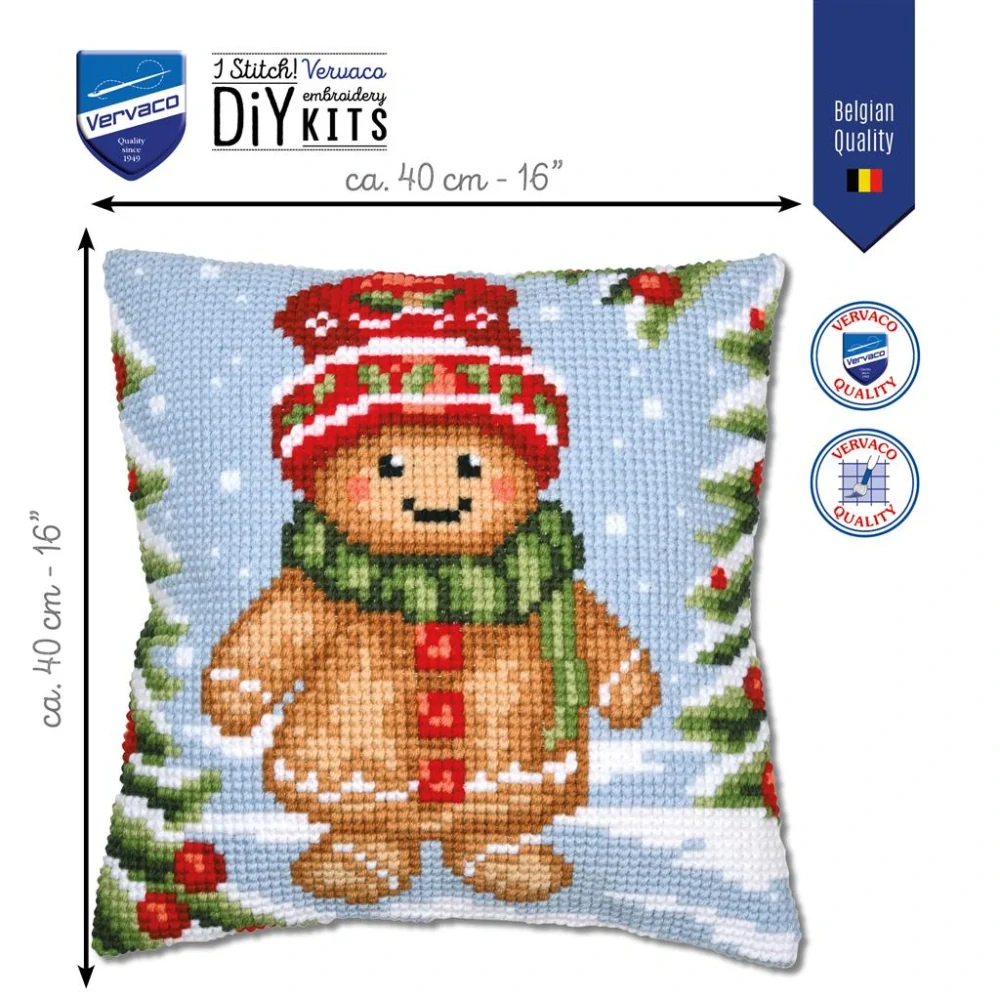 VERVACO Cross stitch cushion kit Gingerbread guy PN-0214122