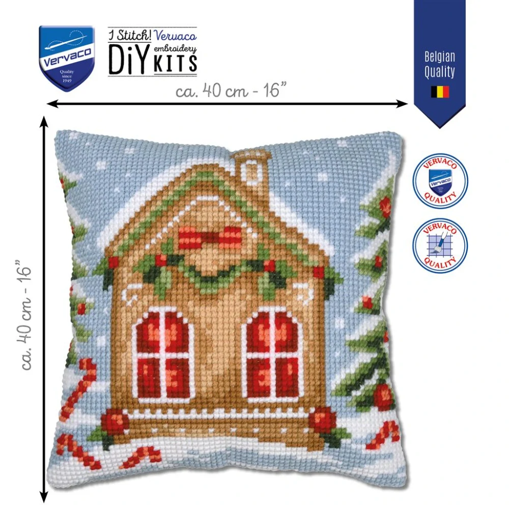 VERVACO Cross stitch cushion kit Gingerbread house PN-0214117