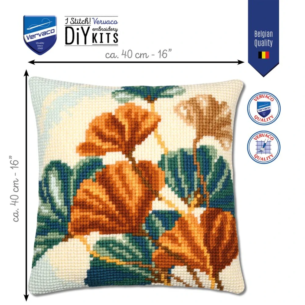 VERVACO Cross stitch cushion kit Ginko leaves PN-0206655