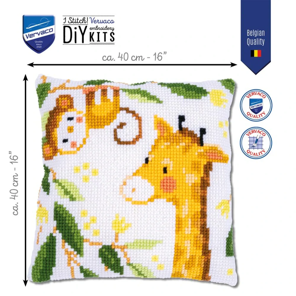VERVACO Cross stitch cushion kit Jungle animals PN-0198537