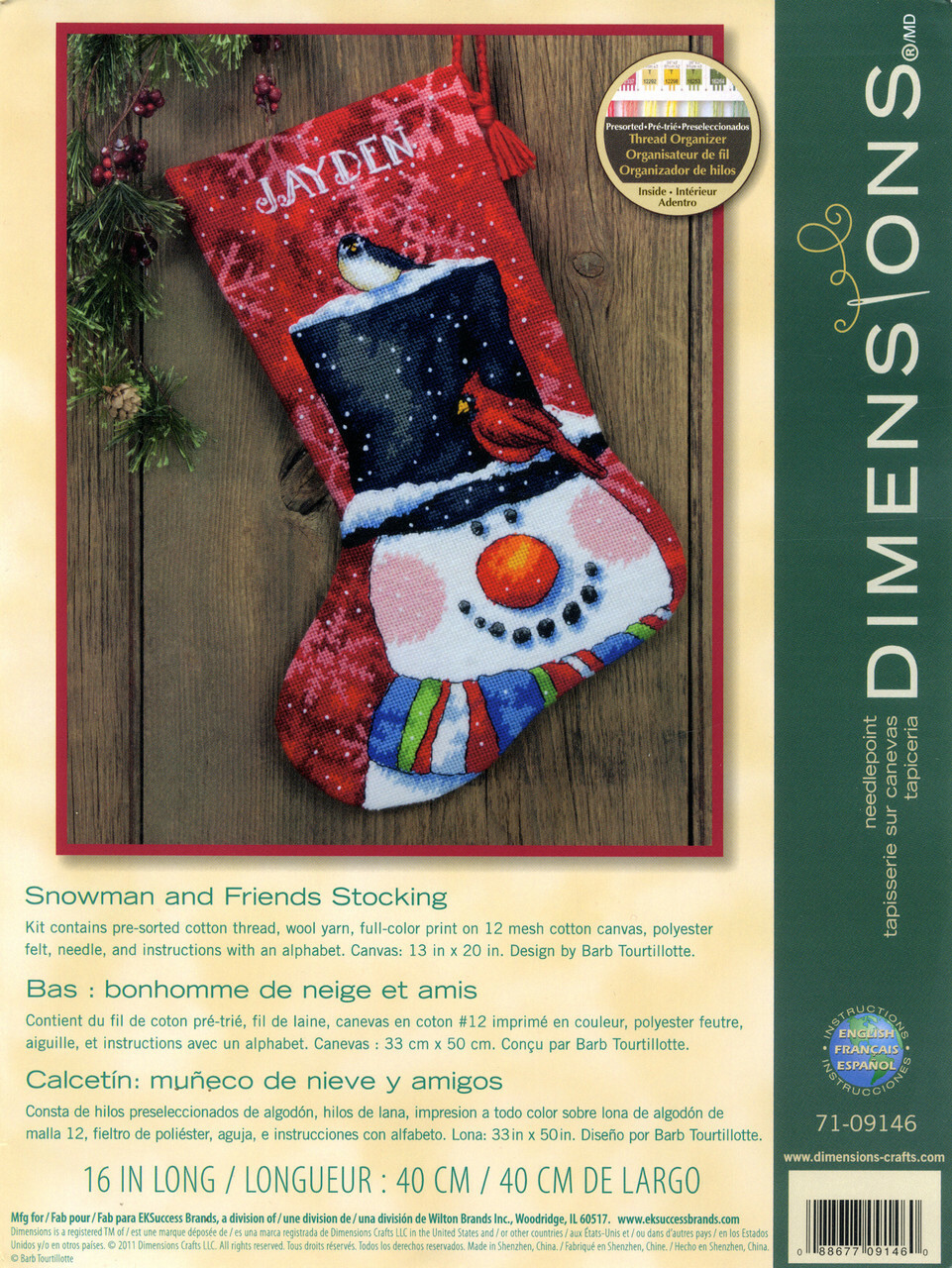 DIMENSIONS Snowman & Friends Christmas Stocking