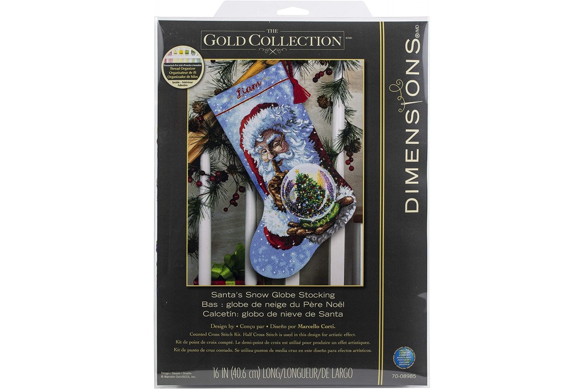 DIMENSINS Santa Snow Globe Stocking