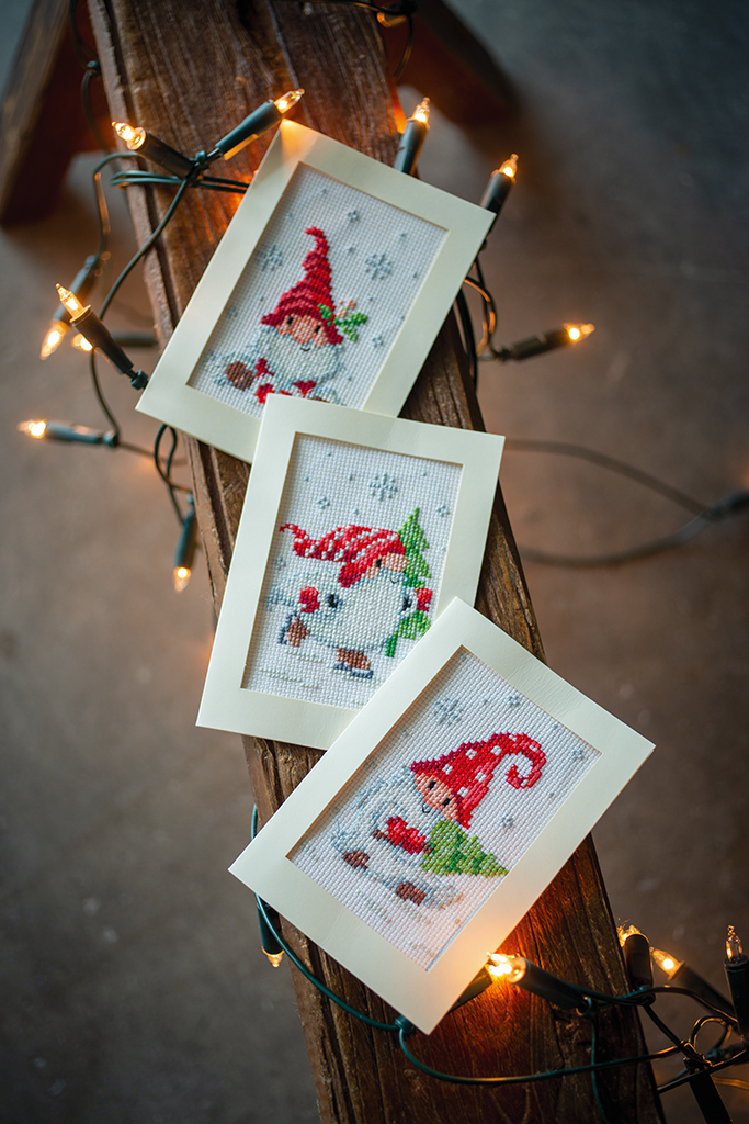 VERVACO GREETING CARD KIT CHRISTMAS GNOMES SET OF 3