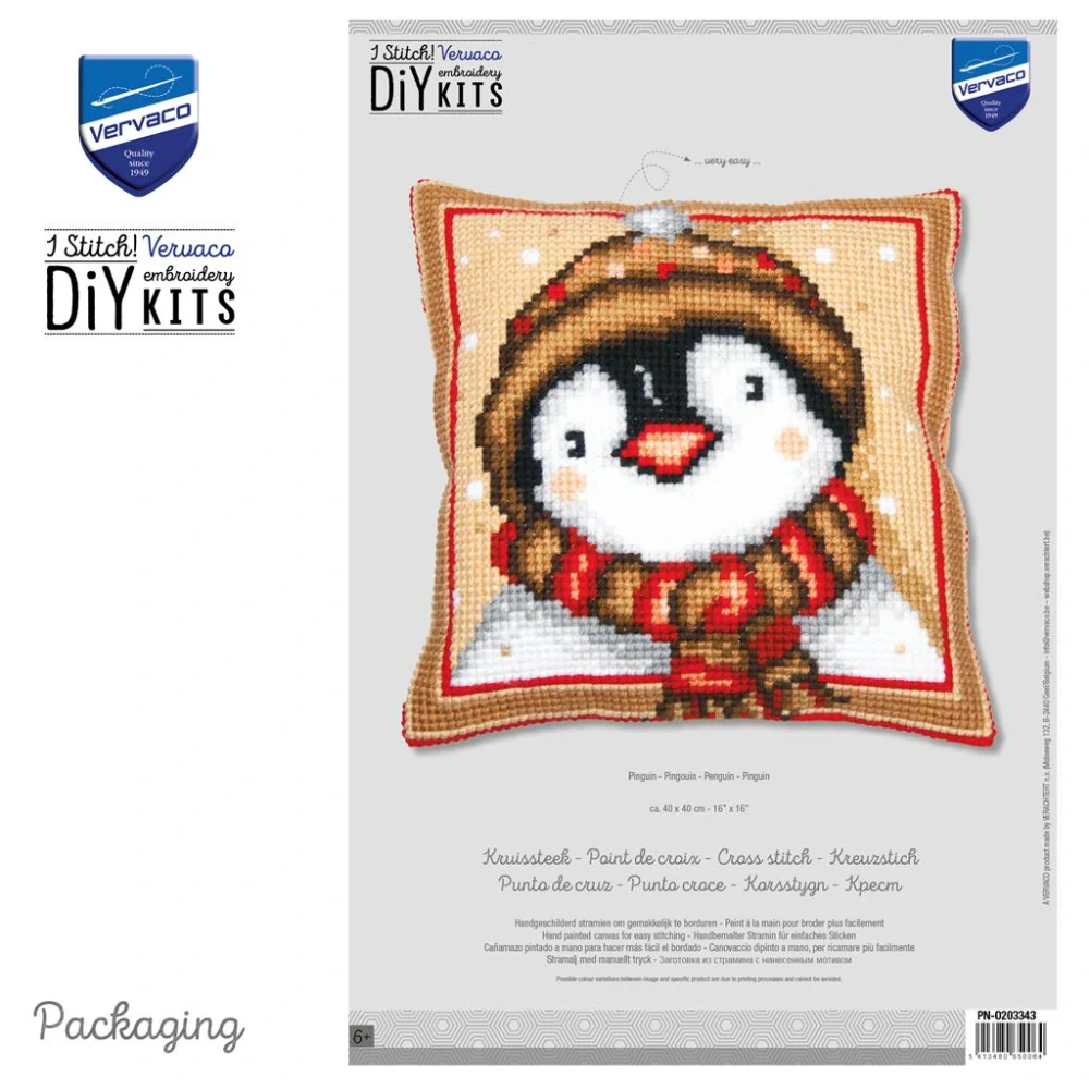 VERVACO CROSS STITCH CUSHION KIT PENGUIN