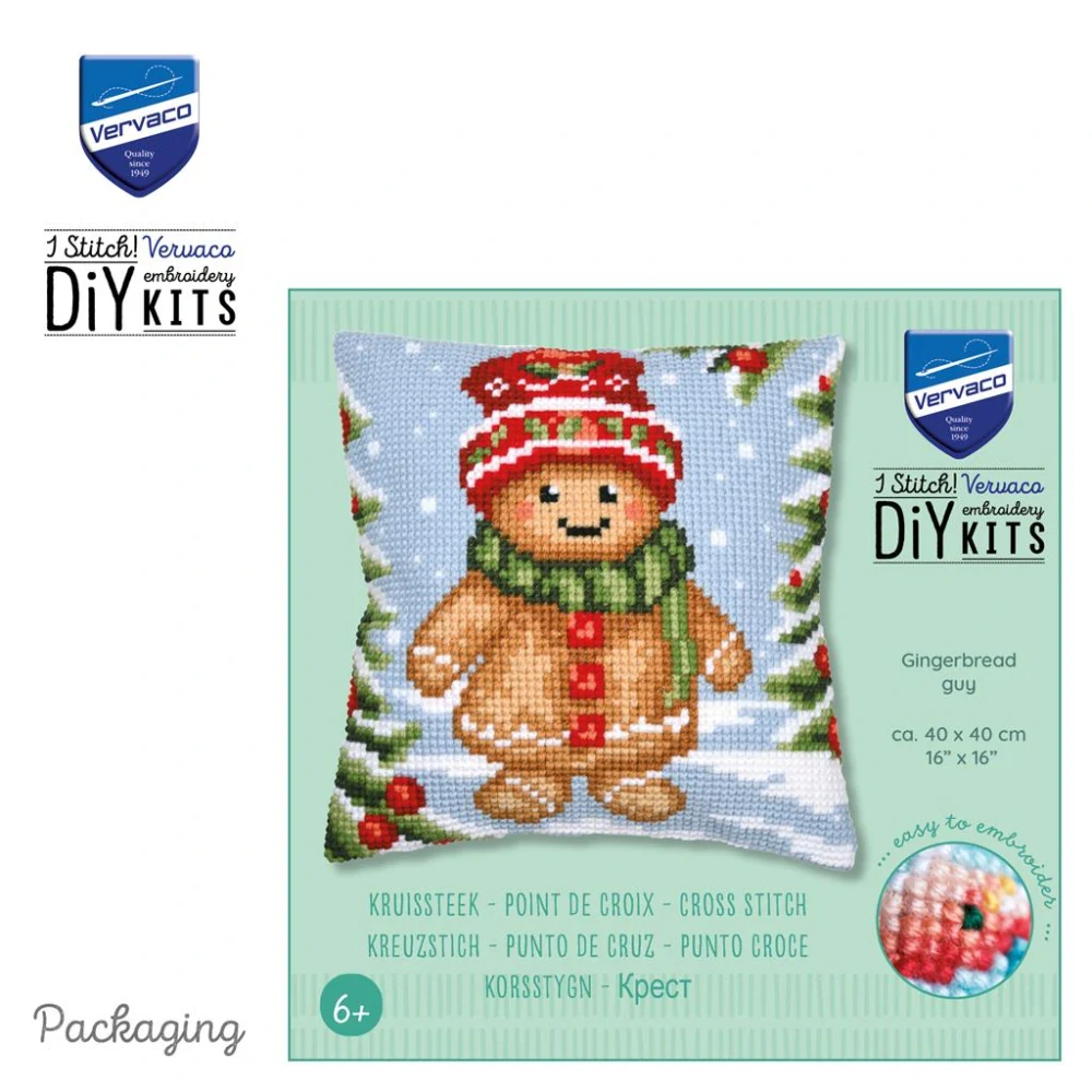 VERVACO Cross stitch cushion kit Gingerbread guy PN-0214122
