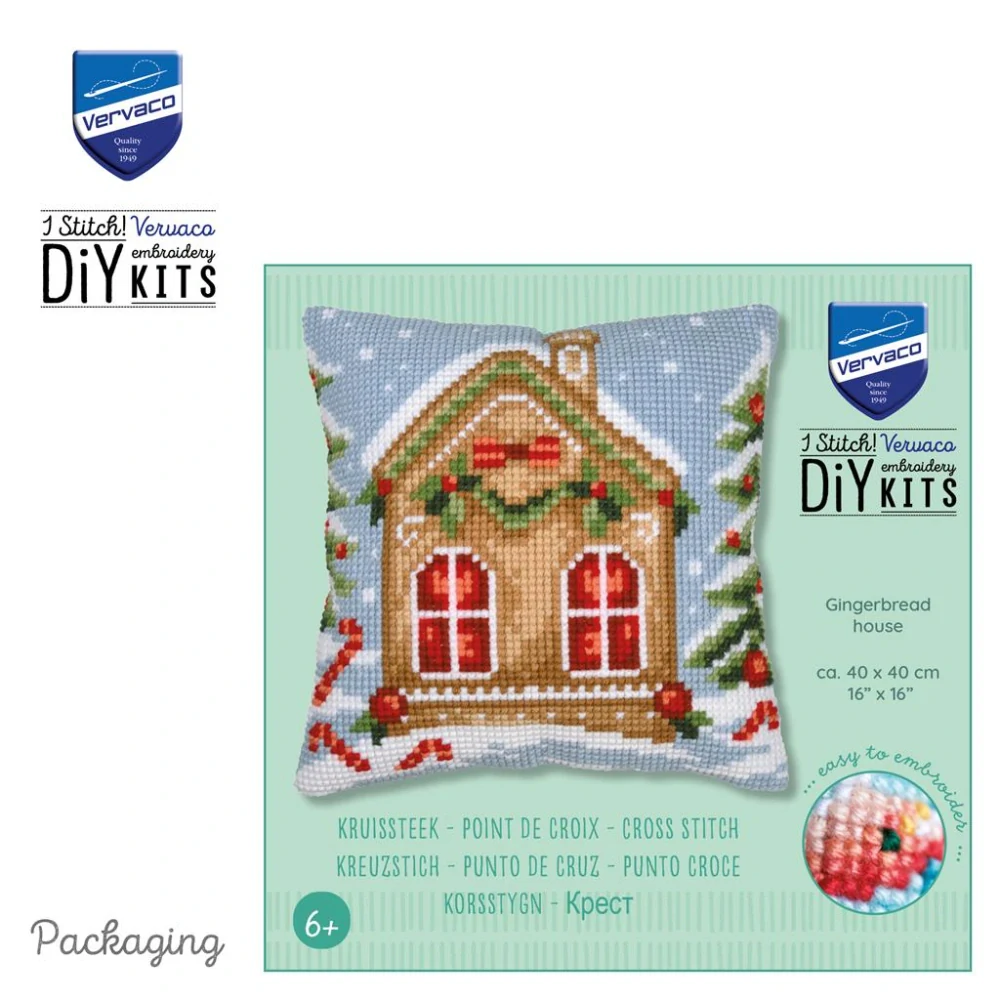 VERVACO Cross stitch cushion kit Gingerbread house PN-0214117