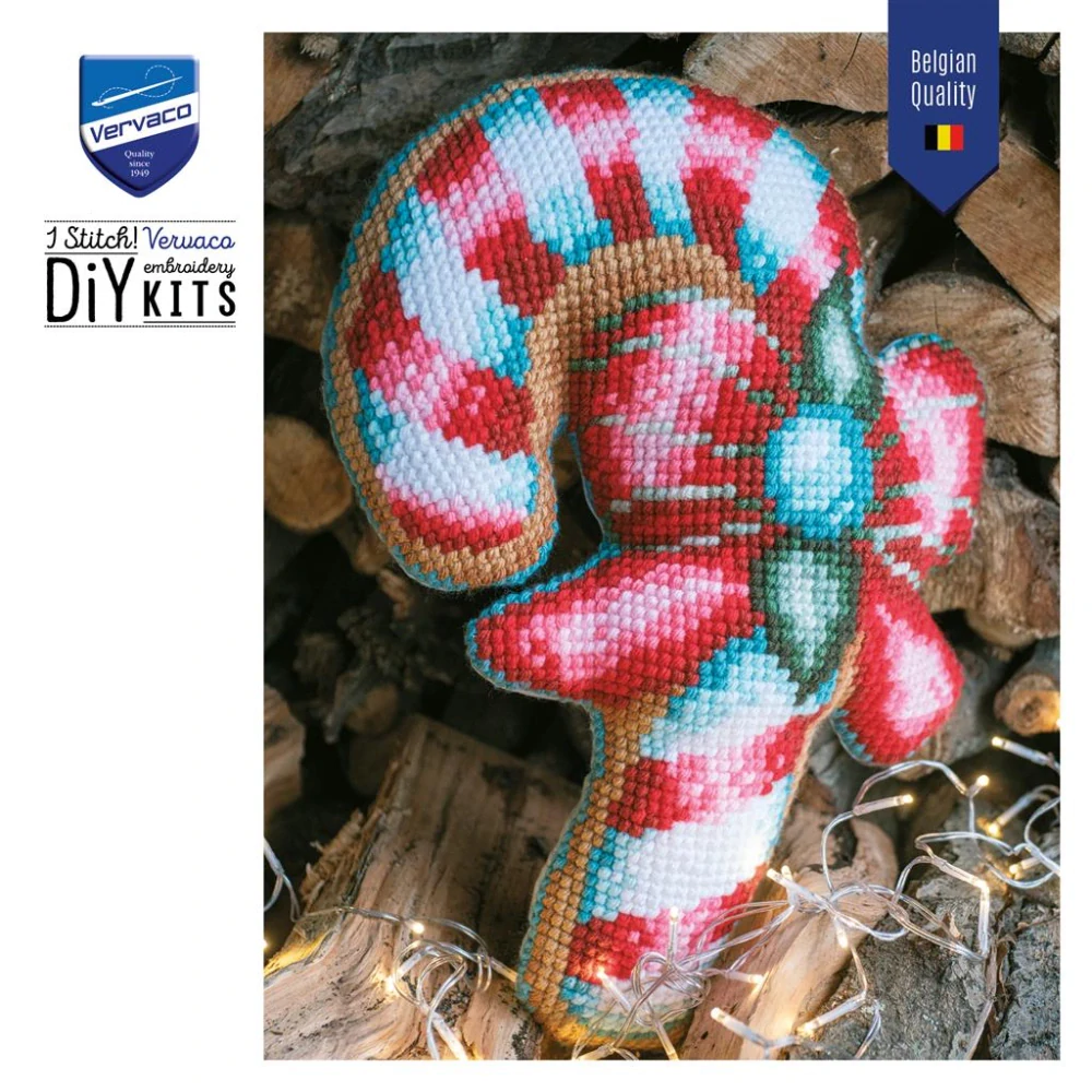 VERVACO Cross stitch shaped cushion kit with back Christmas stocking PN-0215336