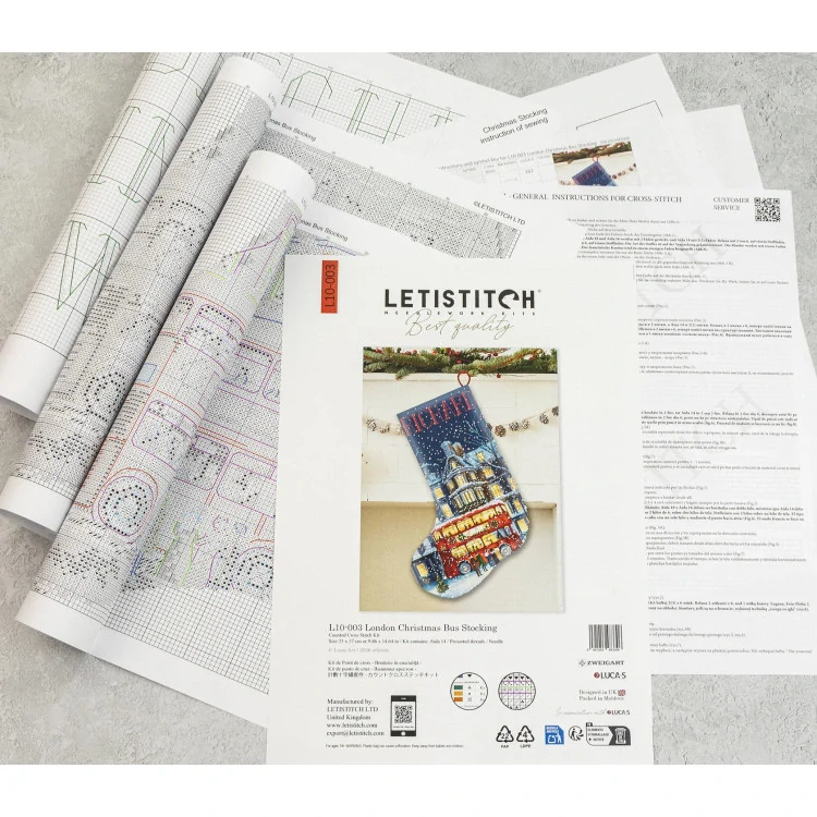 LETISTITCH London Christmas Bus Stocking L10-003