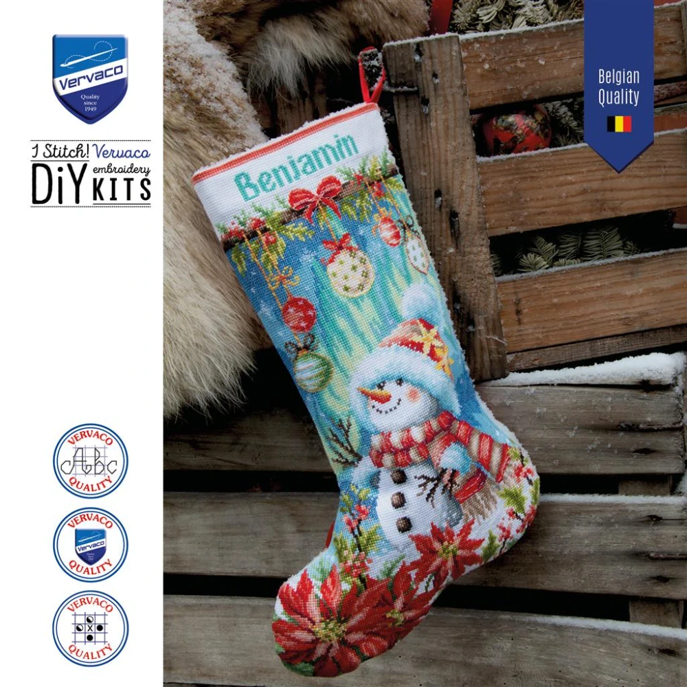 VERVACO Christmas stocking kit Snowman in bloom PN-0246808