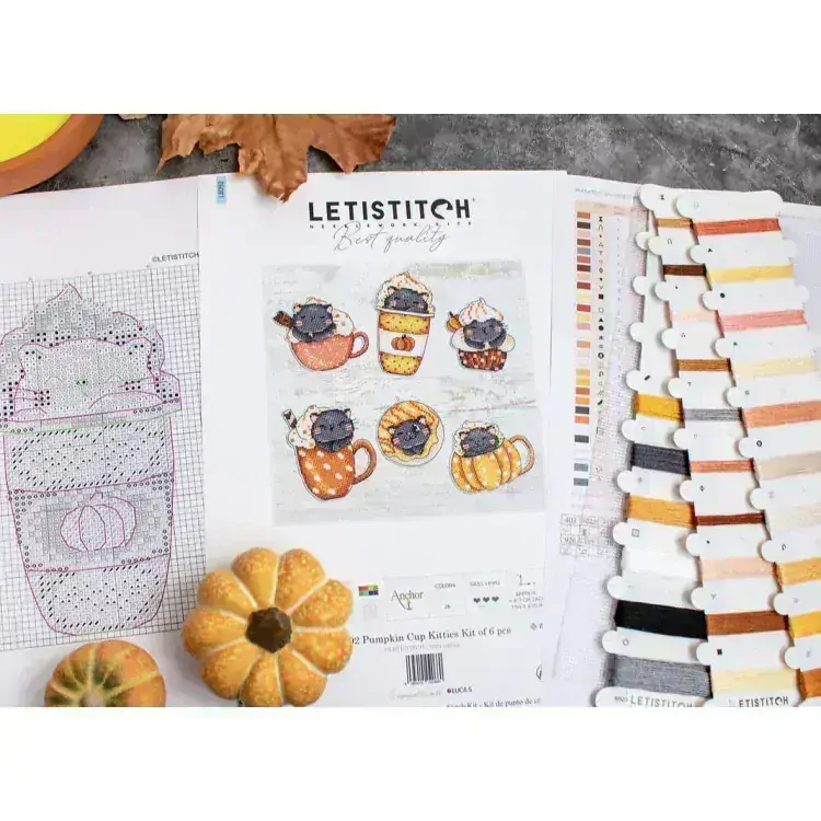 LETISTITCH PUMPKIN CUP KITTIES kit of 6 pieces